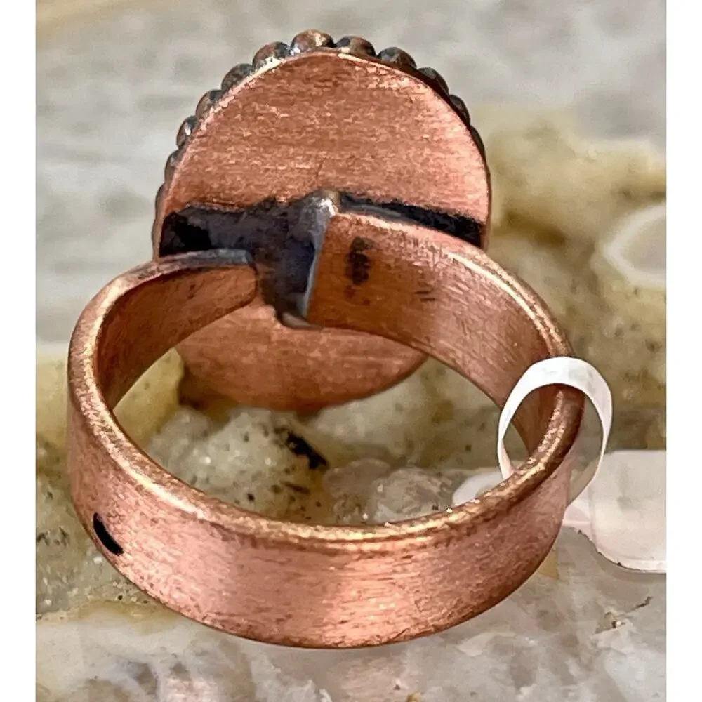 Golden Hills Turquoise Copper Statement Ring Handmade USA Adjust Southwestern